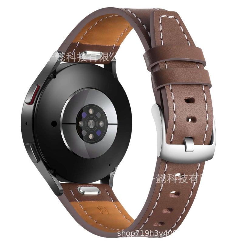 Leather Portable Compatible with Samsung Galaxy Watch Yellow Smartwatch Band for daily smartwatch wear and replacement strap Travel Use Outdoor - Image 1