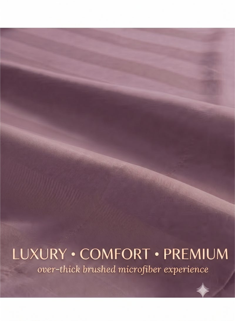 ZEESQUARE Luxury 4-Piece Pink Striped Bed Sheet Set | Hotel Collection Bedding Set with Flat Sheet, Fitted Sheet & 2 Pillow Covers | Soft Breathable Microfiber Bedding Set for King Size Bed | Premium Elegant Bedroom Bedding - Image 5
