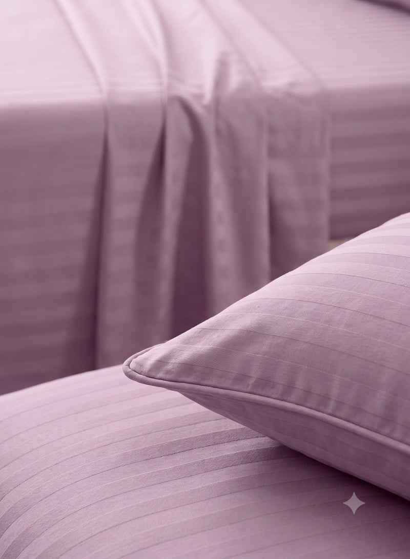 ZEESQUARE Luxury 4-Piece Pink Striped Bed Sheet Set | Hotel Collection Bedding Set with Flat Sheet, Fitted Sheet & 2 Pillow Covers | Soft Breathable Microfiber Bedding Set for King Size Bed | Premium Elegant Bedroom Bedding - Image 2