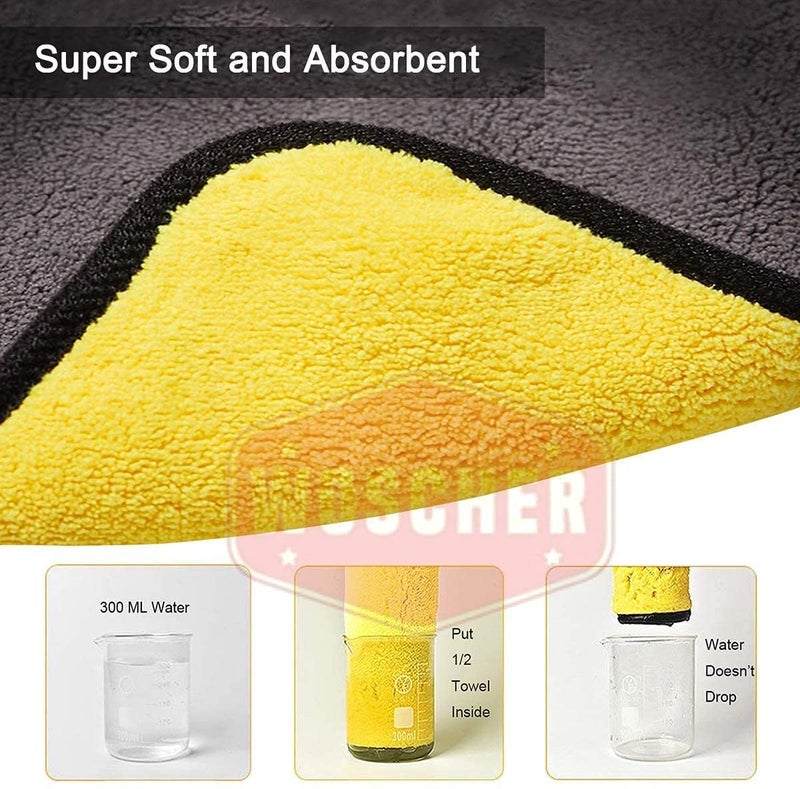 Woscher Microfiber Cloth for Car, Ultrasoft & Quick Drying Car Microfiber Cleaning Towel, Lint Free Automotive Microfiber Towel for Cleaning Polishing Washing & Detailing (40 x 40 cm (800 GSM), 3 Pack - Image 2