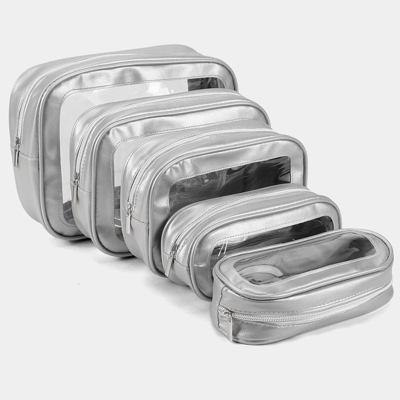 YOPCDJ 5 Pack Clear Toiletry Bag,TSA Approved Travel Makeup Pouch with Zipper for Cosmetics and Toiletries，Diaper Bag Organizer Pouch Set,Purse Organizer for Christmas Women Gift - Image 1