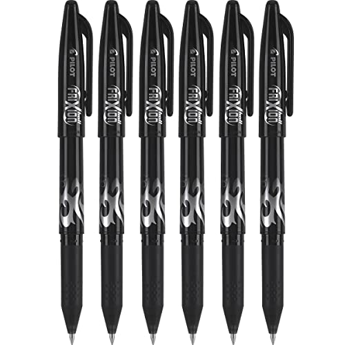 Pilot FriXion Ball 0.7mm Erasable Gel Pens, Fine Point, Black Ink, Pack Of 6 - Image 1