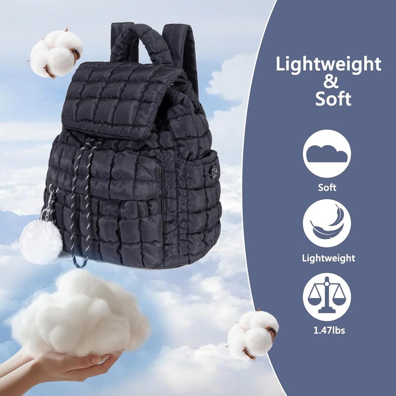 iSamzan Quilted Puffer Backpack for Women: Large Lightweight Soft Purse Backpacks for Travel Daypack - Image 3