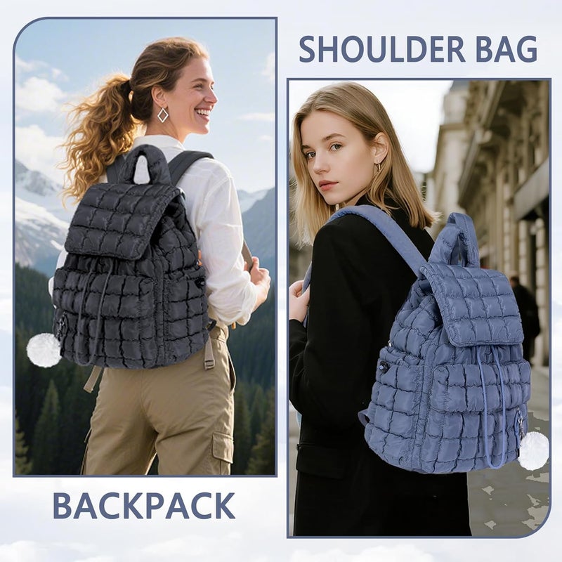iSamzan Quilted Puffer Backpack for Women: Large Lightweight Soft Purse Backpacks for Travel Daypack - Image 2