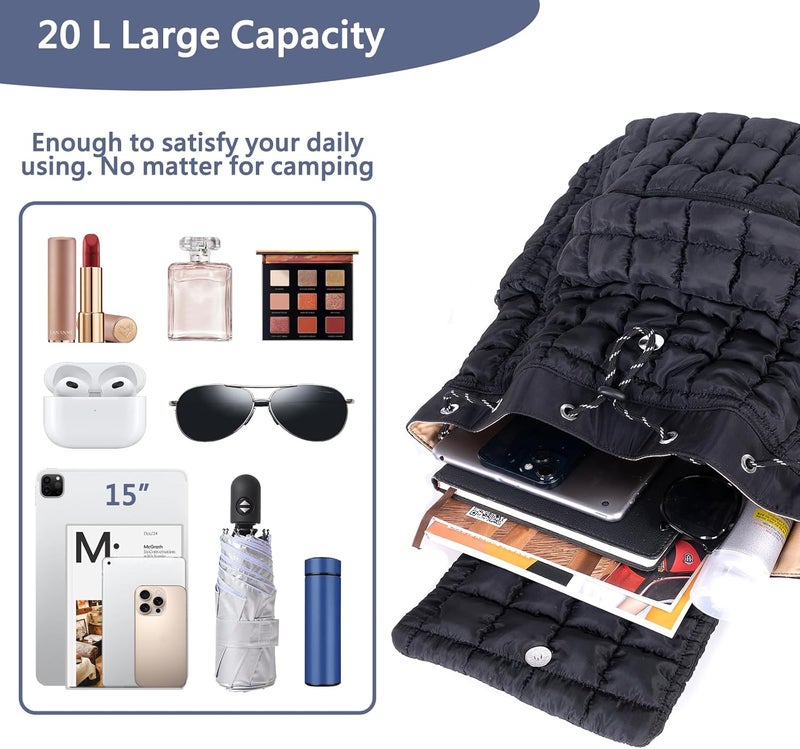 iSamzan Quilted Puffer Backpack for Women: Large Lightweight Soft Purse Backpacks for Travel Daypack - Image 4