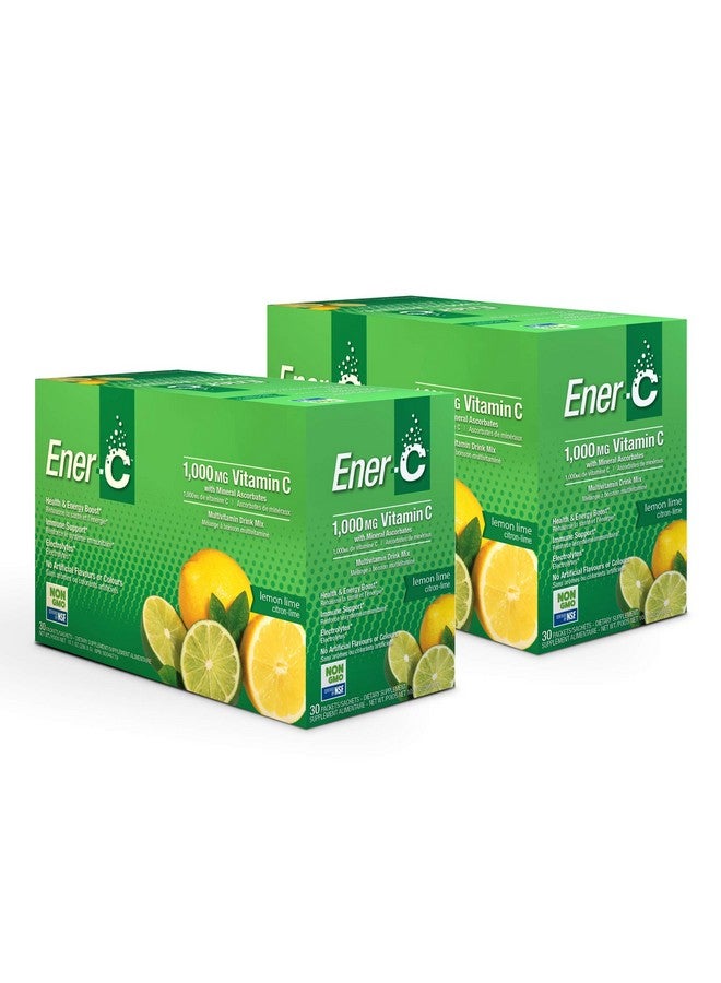 Ener-C Lemon Lime Multivitamin Drink Mix 1000Mg Vitamin C Nongmo Vegan Real Fruit Juice Powders Natural Immunity Support Electrolytes Gluten Free 30 Count (Pack Of 2) - Image 2