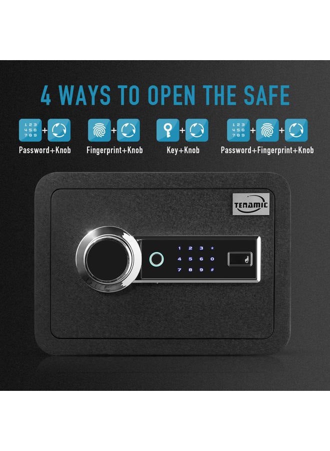 Tenamic Biometric Fingerprint Safe Box 0.85 Cubic Feet Fireproof Waterproof Safe Box with Induction Light and Leather, Solid Alloy Steel Office Hotel Home Cabinet Safe, Black - Image 5