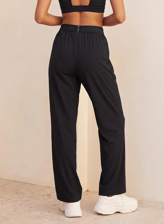 Splash Active BLACK Mid-Rise Track Pants with Pockets for Women | Best Price UAE
