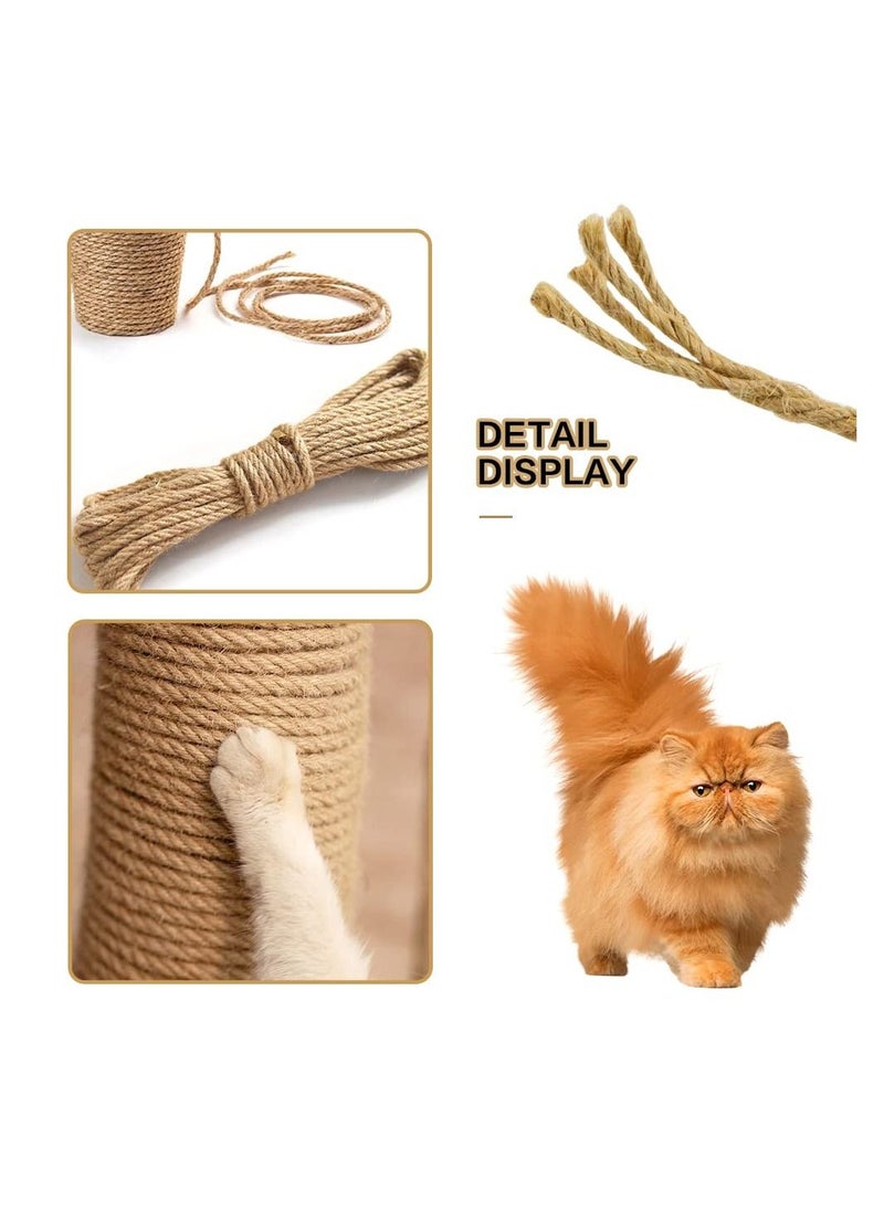 KASTWAVE 50 Ft Natural Sisal Rope for Cat Tower and Tree, Cat Scratching Post Replacement Heavy Duty Rope Heavy Duty Jute Twine Home Decoration for Scratching Pad, DIY Projects, Home Decoration (1/4")  - Image 2