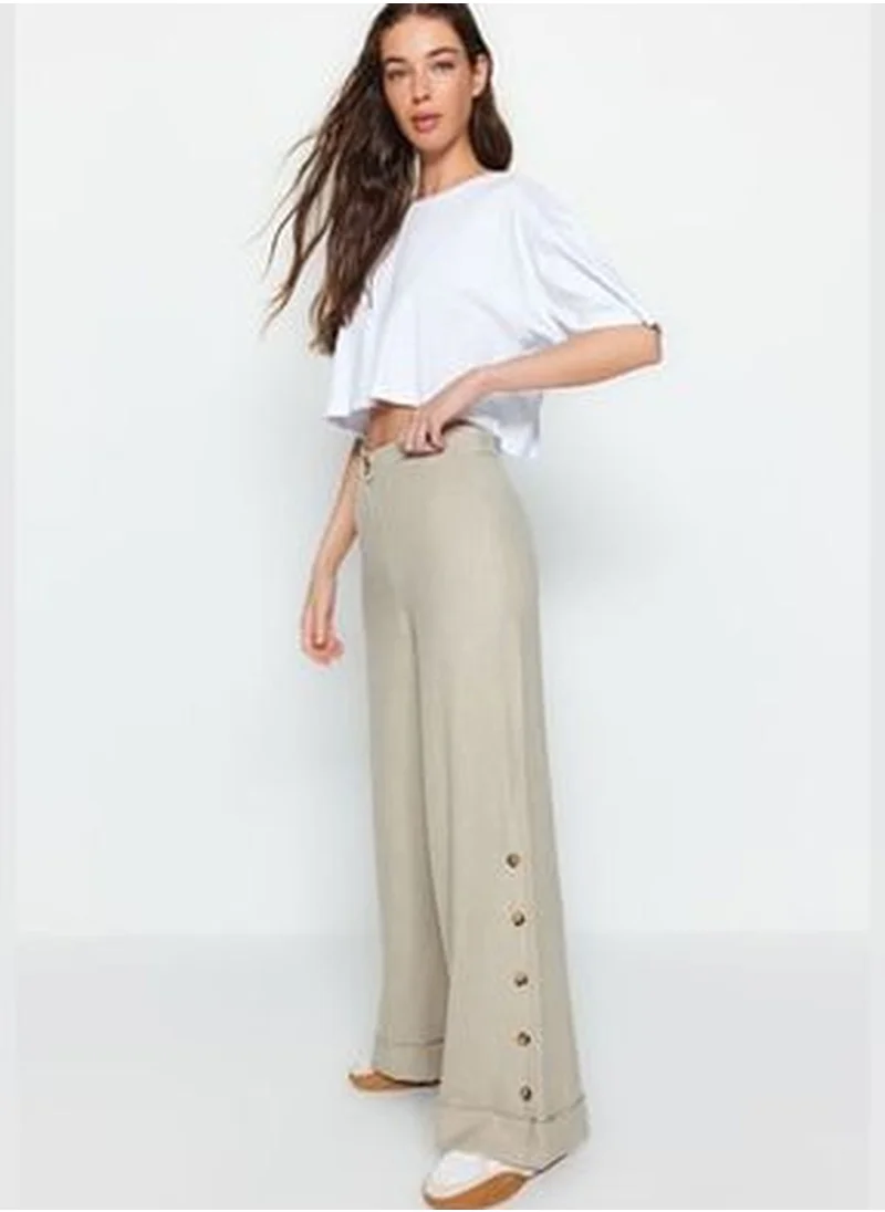 trendyol Stone Button Detailed Woven Trousers TWOSS21PL0429