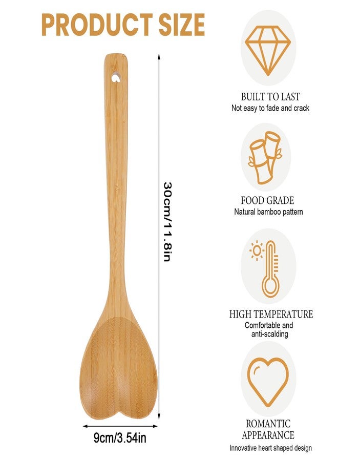 Larrel Wooden Heart Spoon, 11.8 Inch Heart Shaped Bamboo Spoon, Long Handle Love Spoons for Housewarming, Valentines, Birthday and Wedding, Kitchen Accessories for Cooks, Hostesses, Mom, Grandma and Wife - Image 2