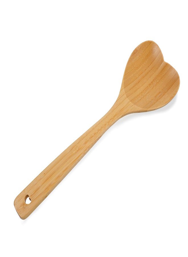 Larrel Wooden Heart Spoon, 11.8 Inch Heart Shaped Bamboo Spoon, Long Handle Love Spoons for Housewarming, Valentines, Birthday and Wedding, Kitchen Accessories for Cooks, Hostesses, Mom, Grandma and Wife - Image 1
