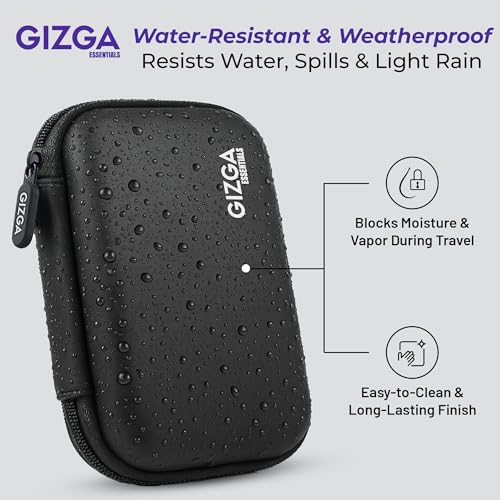 Gizga Essentials Hard Drive Case Shell, 6.35cm/2.5-inch, Portable Storage Organizer Bag for Earphone USB Cable Power Bank Mobile Charger Digital Gadget Hard Disk, Water Resistance Material, Black - Image 4
