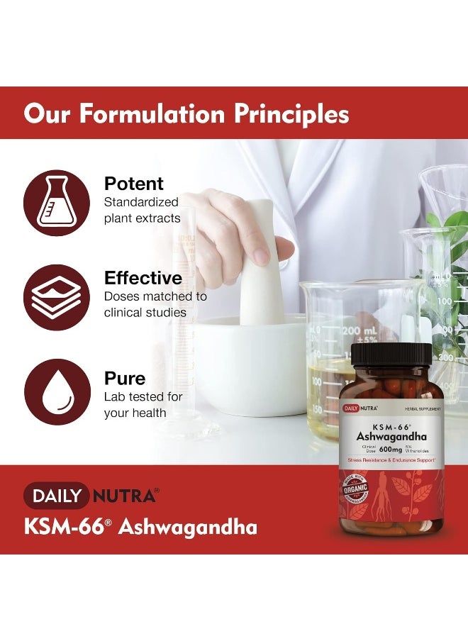 DailyNutra - Ksm-66 Ashwagandha 600Mg - Organic Root Extract - High Potency 5% Withanolides - Image 1