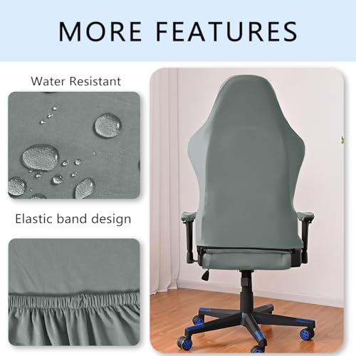 Master Pink Waterproof Gaming Chair Cover, Ergonomic Office Computer Game Chair Slipcovers, Stretchy Polyester Covers, 4pcs with Armrest Covers/Back Covers/Seat Cover for Reclining Racing Gaming Chair Light Gray - Image 3