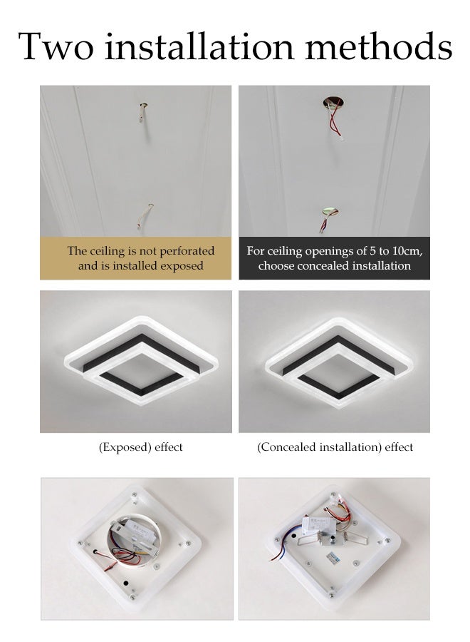 DUNISO Ceiling Lights, Aisle Lights, Corridor Lights, Living Room Downlights, Hole Lights, Ceiling Spotlights, Entrance Lights, Balcony Lights, Black And White Square Corridor Lights, Suitable For Kitchens, Bedrooms, Corridors, And Restaurants  - Image 4