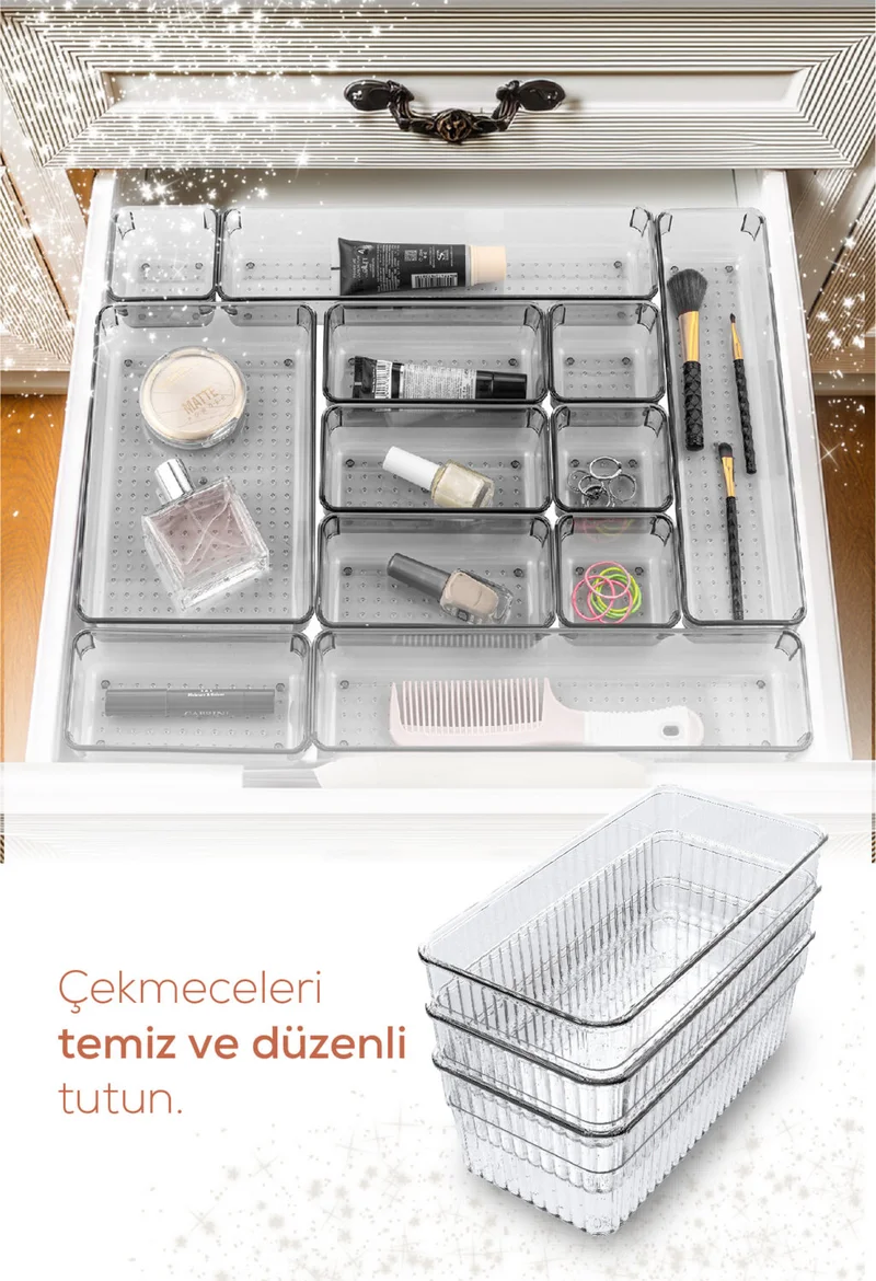 Vienev 10 PIECE Cabinet-Drawer Cosmetic Jewelry Accessory Organizer