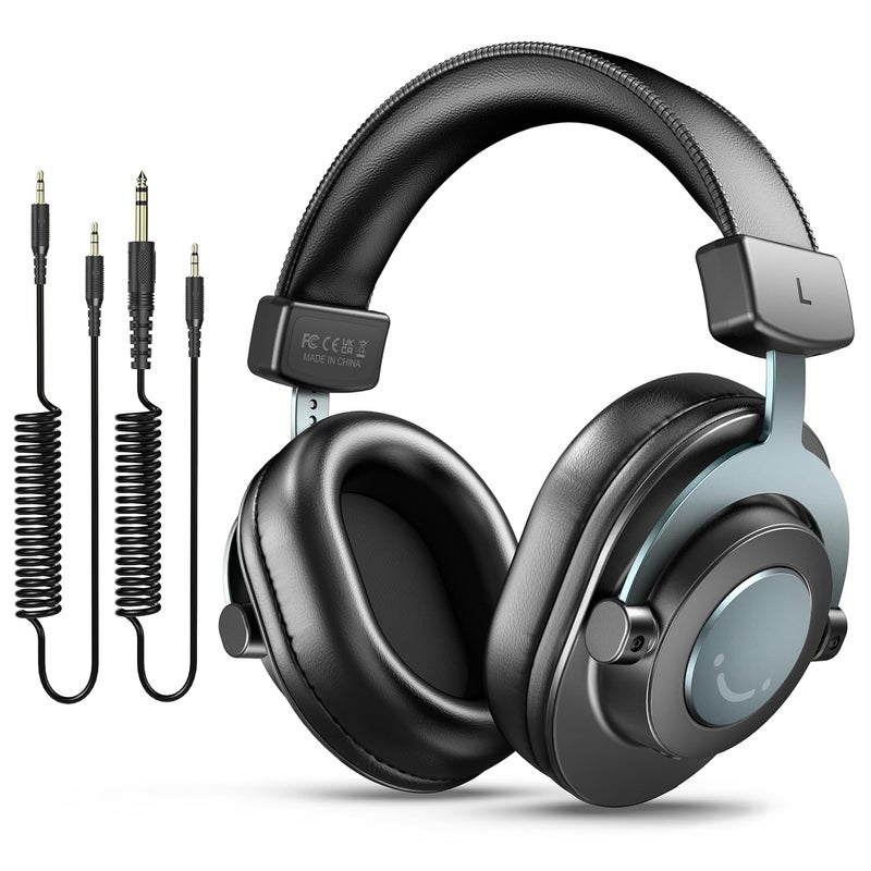 FIFINE Studio Monitor Headphones for Recording-Over Ear Wired Headphones for Podcast Monitoring, Streaming Comfortable Equipment with Detachable Cables 3.5mm or 6.35mm Jack, Black, on PC/Mixer-H8 - Image 1