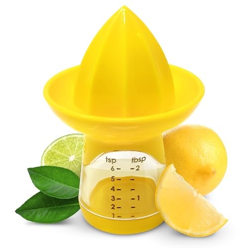 Joie Lemon and Lime Small Hand Juicer and Reamer, Built-In Measuring Cup, 1oz/30ml, Easy to Strain, Stores Leftover Juice, BPA-Free, Dishwasher Safe - Image 1