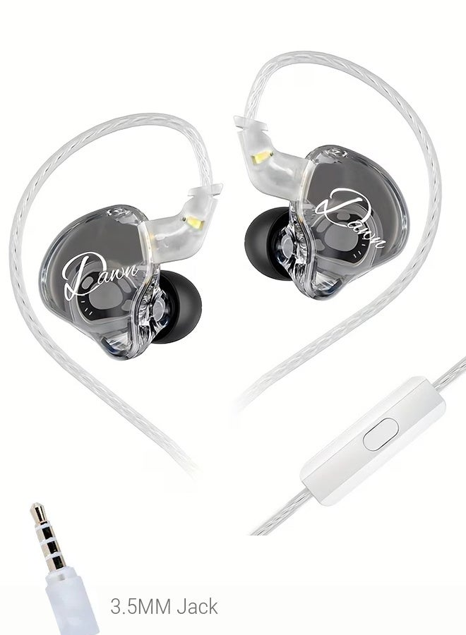 KZ Dawn High Performance Active Loop in Ear HIFI Wired Earphones, Suitable for Game Live Monitoring - Silver wire mic - Image 1