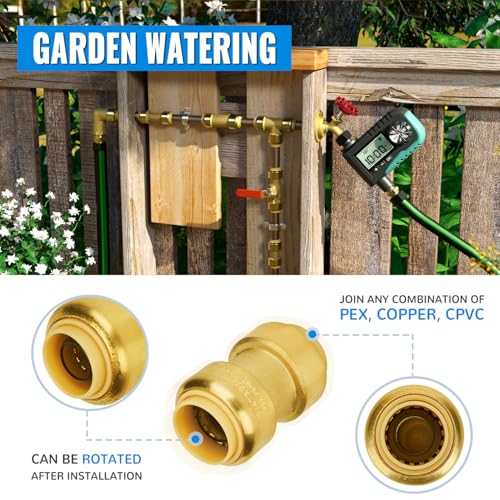 SUNGATOR موصل مستقيم SUNGATOR، تركيبات PEX بحجم 3/4 بوصة، نحاس متصل بالضغط، CPVC، تركيبات سبائك نحاسية خالية من الرصاص مع مشبك فصل (عبوة من 2)  - Image 5