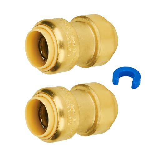 SUNGATOR موصل مستقيم SUNGATOR، تركيبات PEX بحجم 3/4 بوصة، نحاس متصل بالضغط، CPVC، تركيبات سبائك نحاسية خالية من الرصاص مع مشبك فصل (عبوة من 2)  - Image 1