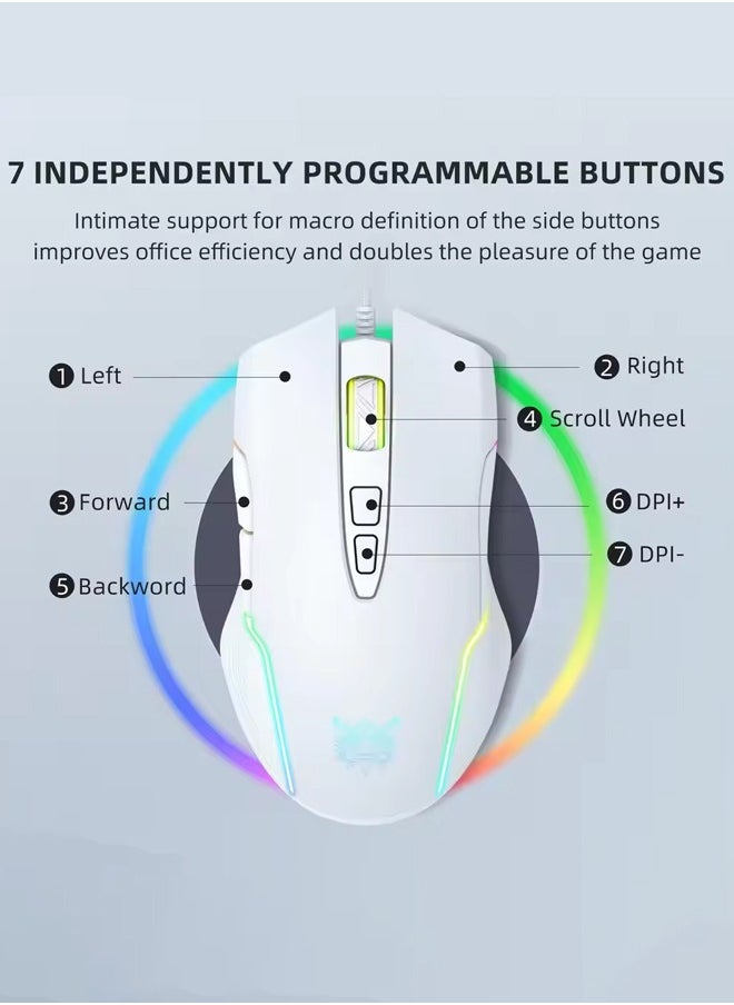 onikuma - CW905 Wired Gaming Mouse,RGB 6400 DPI LED Optical USB 7 Buttons  for Gamer Computer Laptop PC Desktop - Image 1