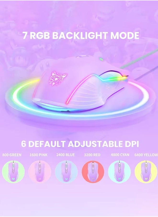 onikuma - CW905 Wired Gaming Mouse,RGB 6400 DPI LED Optical USB 7 Buttons  for Gamer Computer Laptop PC Desktop - Image 1