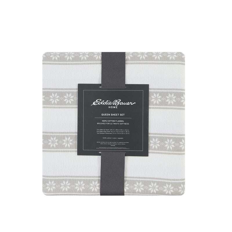 Eddie Bauer - Twin Sheets, Cotton Flannel Bedding Set, Brushed For Extra Softness, Cozy Home Decor (Snowflake Fair Isle, Twin) - Image 5