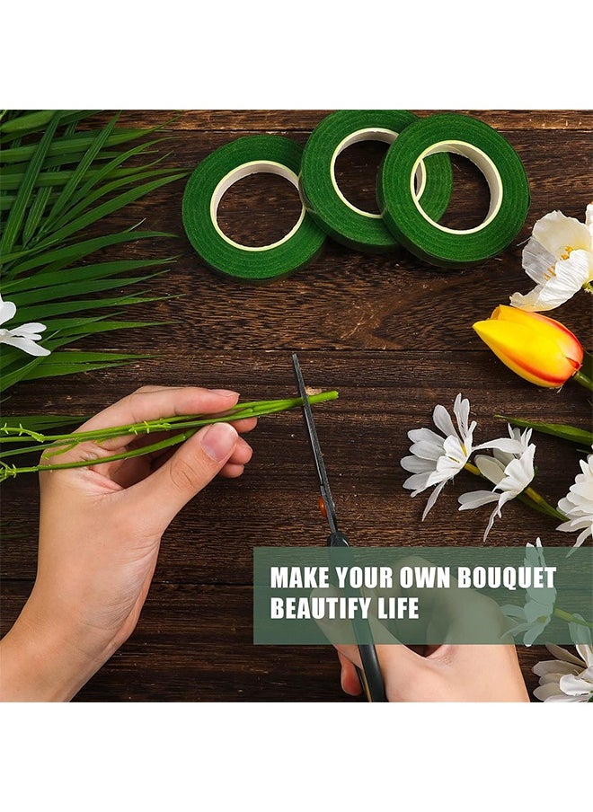 HS 4 Rolls Green Floral Tapes For Flower Stem Wrap Tape, DIY Bouquet Wrapping And Crafts, Wedding Bouquet, Garland And Floral Arrangements 1/2" Wide  - Image 3