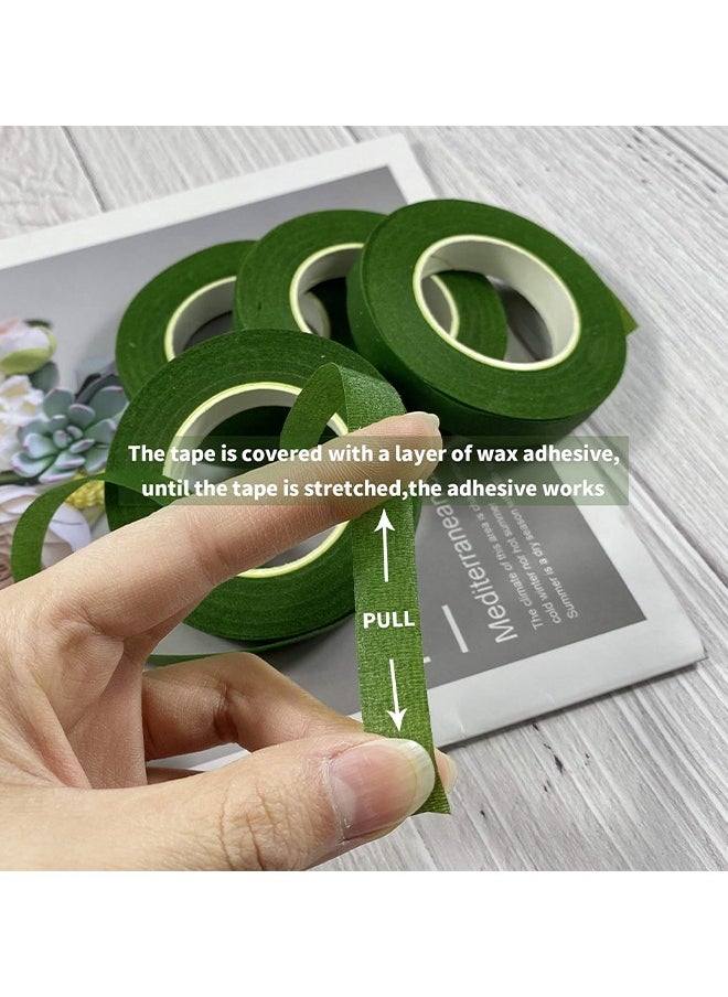 HS 4 Rolls Green Floral Tapes For Flower Stem Wrap Tape, DIY Bouquet Wrapping And Crafts, Wedding Bouquet, Garland And Floral Arrangements 1/2" Wide  - Image 2