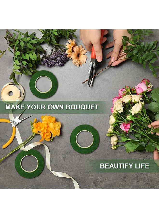 HS 4 Rolls Green Floral Tapes For Flower Stem Wrap Tape, DIY Bouquet Wrapping And Crafts, Wedding Bouquet, Garland And Floral Arrangements 1/2" Wide  - Image 4