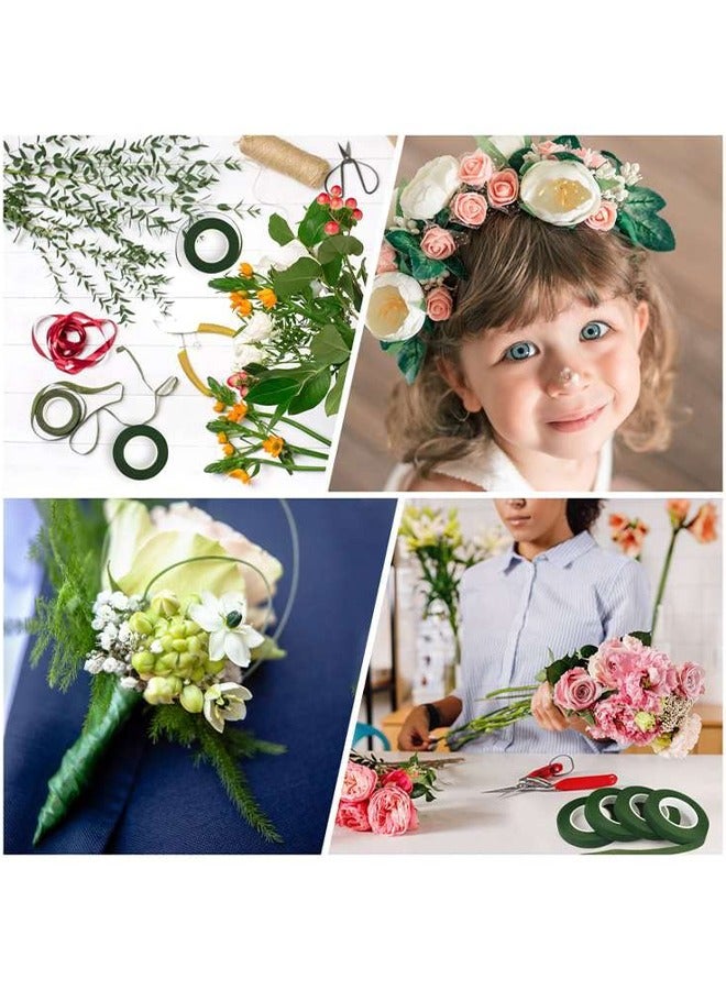 4 Rolls Green Floral Tapes For Flower Stem Wrap Tape, DIY Bouquet Wrapping And Crafts, Wedding Bouquet, Garland And Floral Arrangements 1/2" Wide