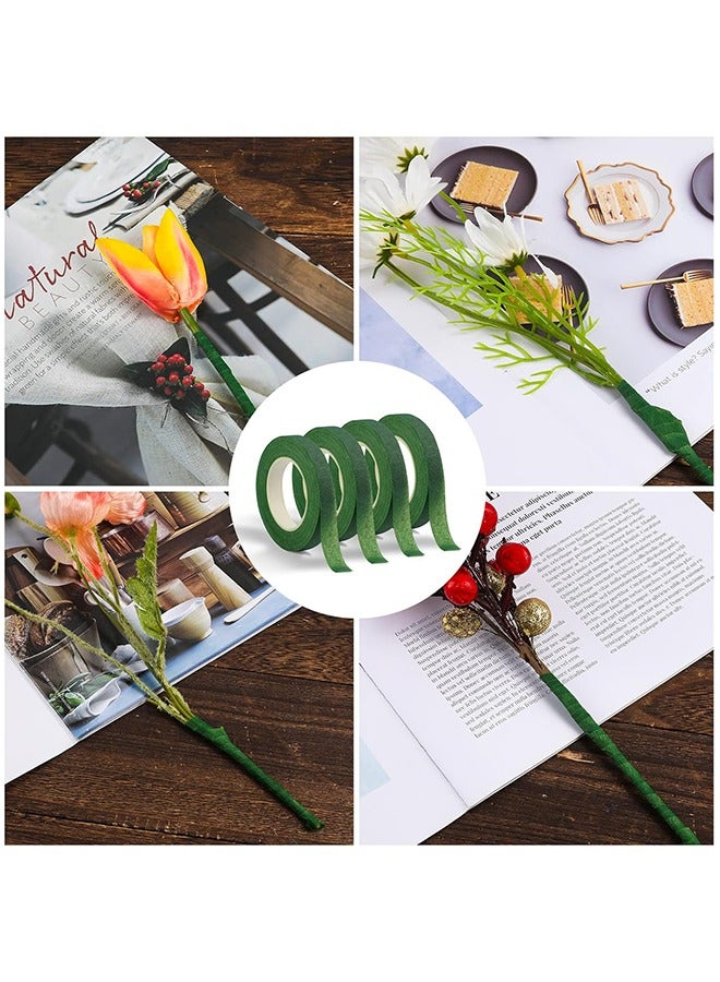 4 Rolls Green Floral Tapes For Flower Stem Wrap Tape, DIY Bouquet Wrapping And Crafts, Wedding Bouquet, Garland And Floral Arrangements 1/2" Wide