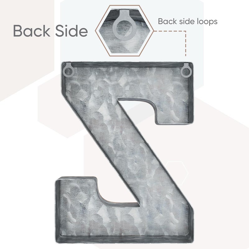 CraftyCrocodile 7"" Galvanized Metal Letters for Wall Decor - 3D Letter Z for Hanging & Freestanding - Unique Blend of Rustic  Vintage  Western  Industrial Styles - Image 3