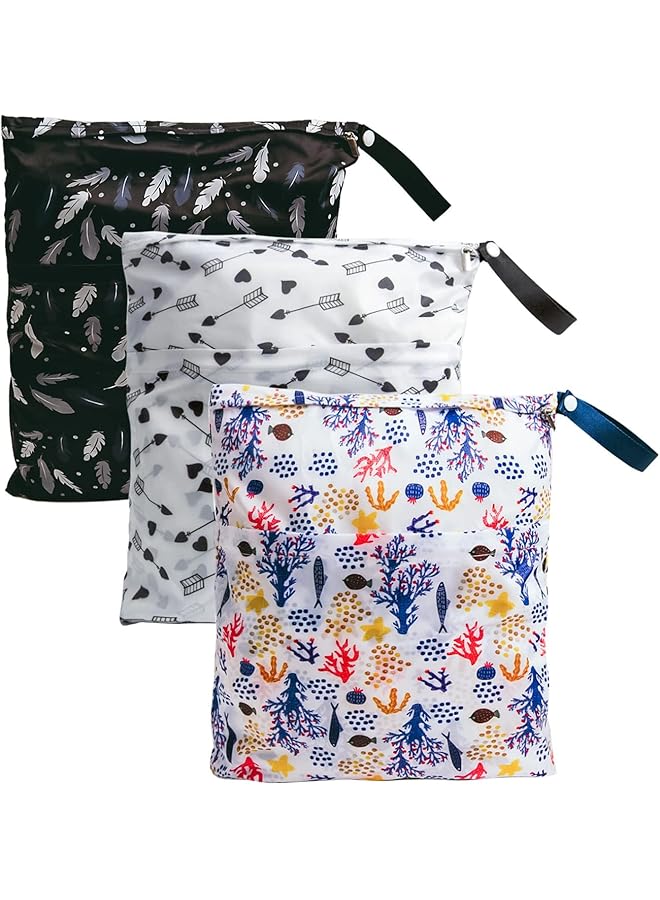 erorex 3 Pieces Reusable Waterproof Wet Bag Waterproof Reusable Organizer Nappy Pouch For Breast Pump  - Image 1