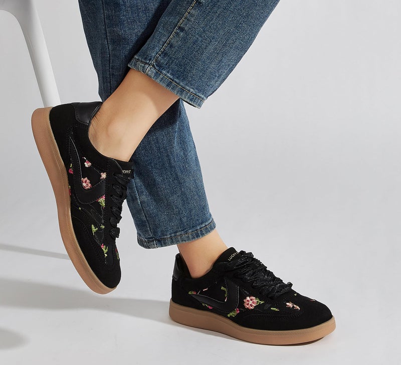 LUCKY STEP Women's Classic Fashion Casual Sneakers Skate Shoes No Slip Lace Up Walking Shoes(7 M US Black Mesh) - Image 3