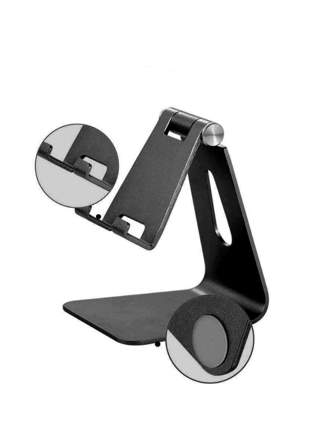 حامل الهاتف المحمول للهاتف اللوحي من الألومنيوم قابل للتعديل، حامل الهاتف المحمول المكتبي من الألومنيوم قابل للتعديل، أسود - Image 4