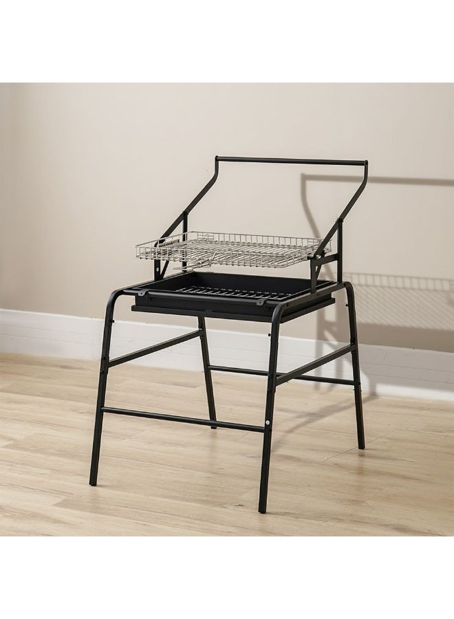 DANUBE HOME شواية باربكيو قابلة للعكس، شواية فحم خارجية بارتفاع شواية قابل للتعديل، شواية معدنية مدمجة للحديقة والتخييم L820×W66×H108 سم - أسود - Image 1