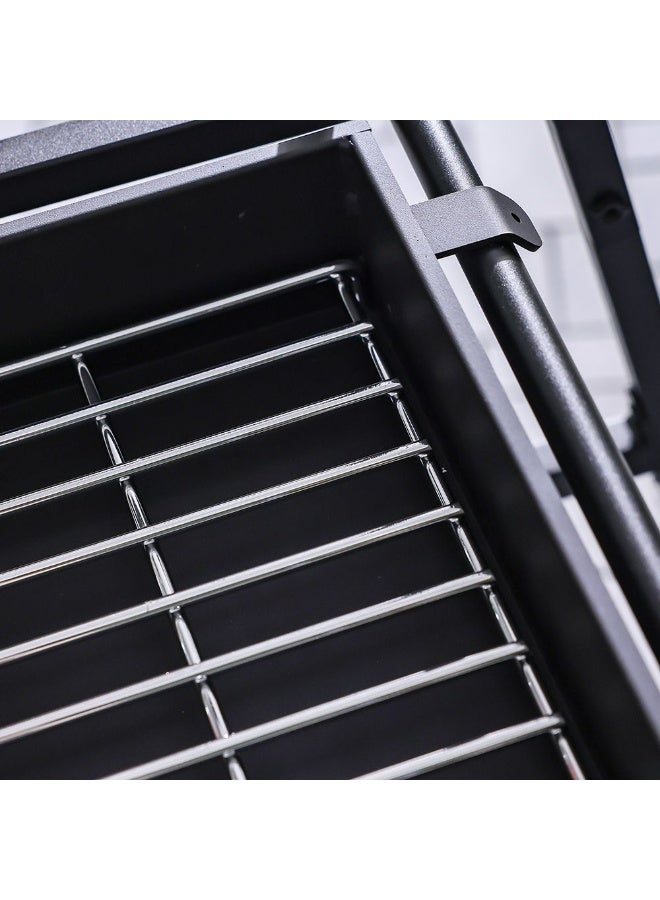 DANUBE HOME شواية باربكيو قابلة للعكس، شواية فحم خارجية بارتفاع شواية قابل للتعديل، شواية معدنية مدمجة للحديقة والتخييم L820×W66×H108 سم - أسود - Image 3