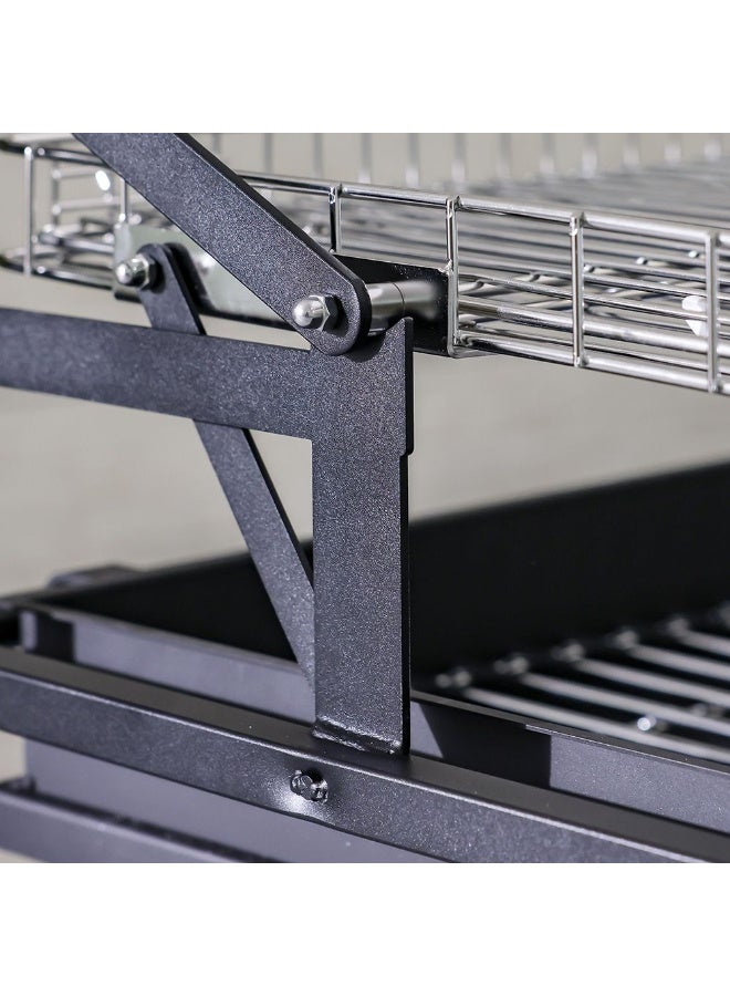 DANUBE HOME شواية باربكيو قابلة للعكس، شواية فحم خارجية بارتفاع شواية قابل للتعديل، شواية معدنية مدمجة للحديقة والتخييم L820×W66×H108 سم - أسود - Image 4