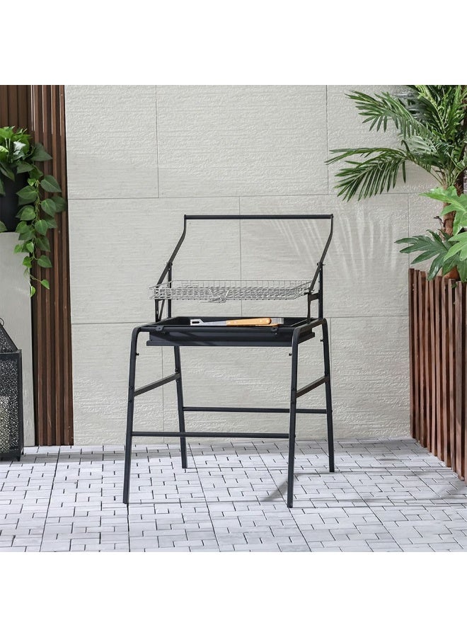 DANUBE HOME شواية باربكيو قابلة للعكس، شواية فحم خارجية بارتفاع شواية قابل للتعديل، شواية معدنية مدمجة للحديقة والتخييم L820×W66×H108 سم - أسود - Image 2