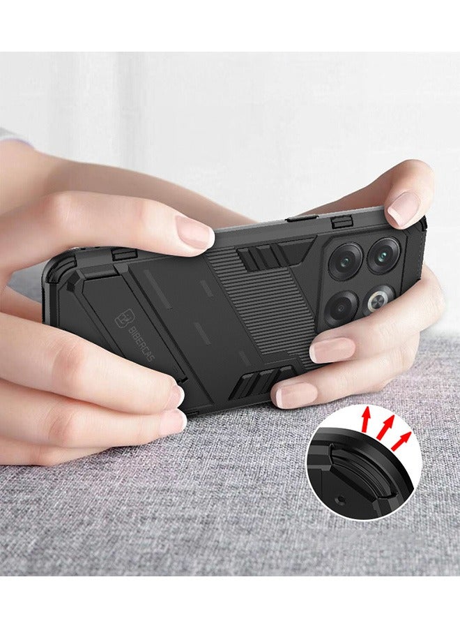Case for OnePlus 10T/OnePlus ACE Pro, Shockproof Case with Kickstand Magnet Stand, Anti-Fall Drop Protection, PC+TPU High Level Protective Tough Hard Phone Cover, Black  - Image 4