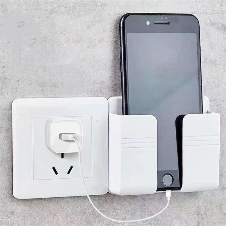 Wall-Mounted Phone Holder, Punch-Free Multifunction Hook Stand for Home & Office - White - Image 2