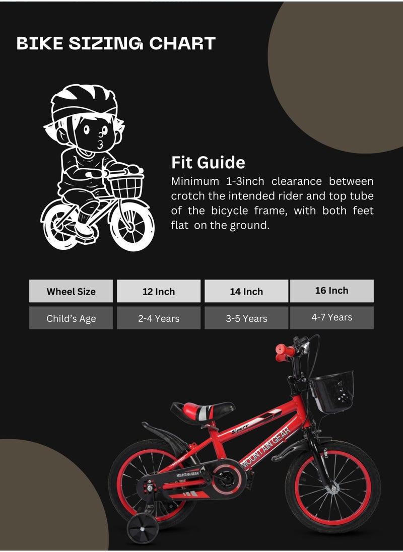 MG - Children's Bicycle For 2-4 Years Old Kids Bike, 12 Inch Cycle, High Carbon Steel Frame,  Adjustable Seat, Smooth Bearings, Safe and Stable, Red - Image 1