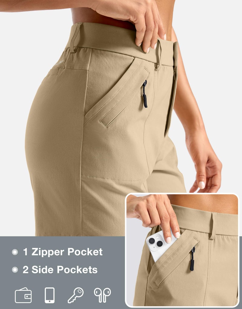 SANTINY Women's 5"/7" Hiking Golf Shorts Quick Dry Stretch Casual Work Shorts with Pockets for Women Walking Travel Summer (DustyKhaki_M) Khaki - Image 4
