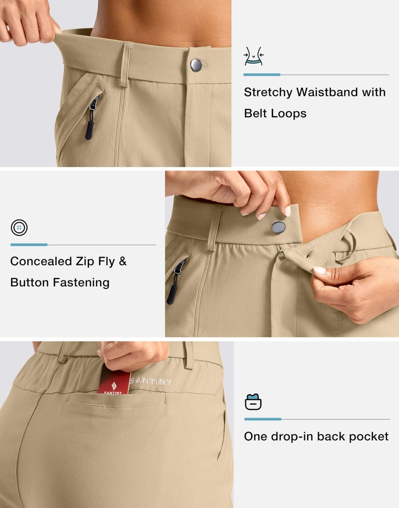 SANTINY Women's 5"/7" Hiking Golf Shorts Quick Dry Stretch Casual Work Shorts with Pockets for Women Walking Travel Summer (DustyKhaki_M) Khaki - Image 5