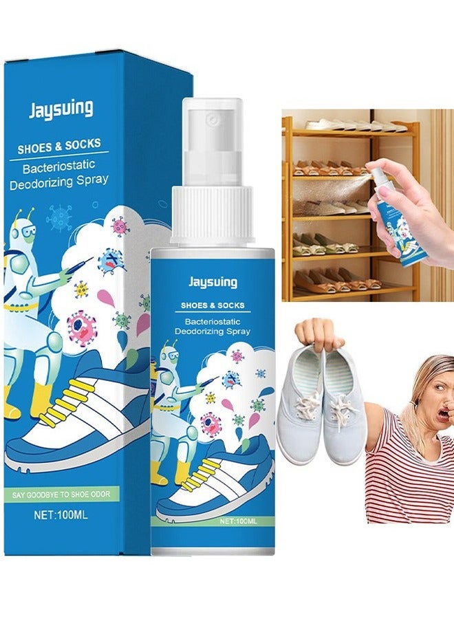 Jaysuing Shoes And Socks Bacteriostatic Deodorizing Spray—Foot Care Shoe Odor Eliminator Deodorizer Spray And Removes Bad Smells Of Boots Heels Tennis Shoe Cleats Sneakers Ballet Shoe Sports Shoes And More  - Image 1