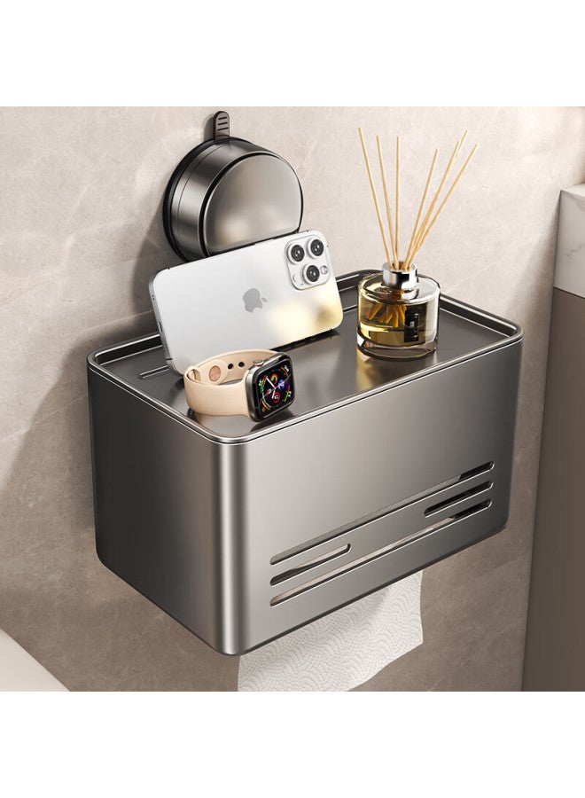 Baihan Bathroom Suction Cup Tissue Box, Toilet Paper Holder, Toilet Roll Dispenser, No Drilling Required, Bathroom Accessory