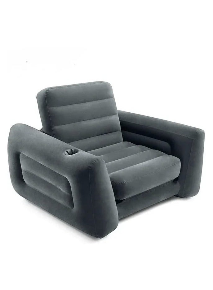 INTEX Inflatable 1 Seater Pull Out Sofa Bed  Compact & Versatile 17.78x33.2x36.83 cm Grey Couch for Indoor and Outdoor Use - Image 1